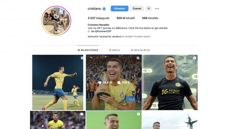 Cristiano Ronaldo elérte a 600 milliós követői számot az Instagramon - 2. kép