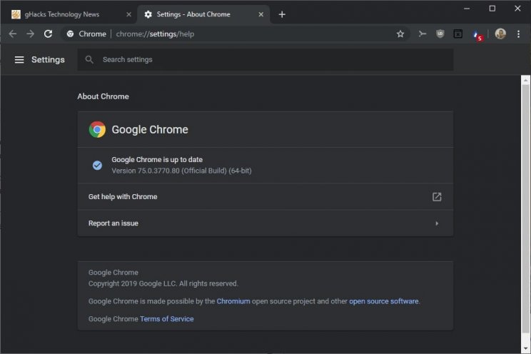 Számos hibát javított a Chrome 75 - 2. kép